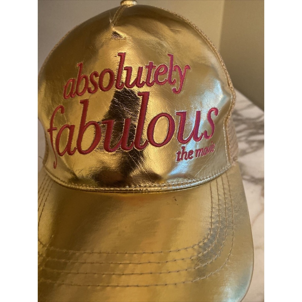 Absolutely Fabulous The Movie Gold Lamee Hat Pink Embroidered Baseball Cap Promo - Picture 2 of 7